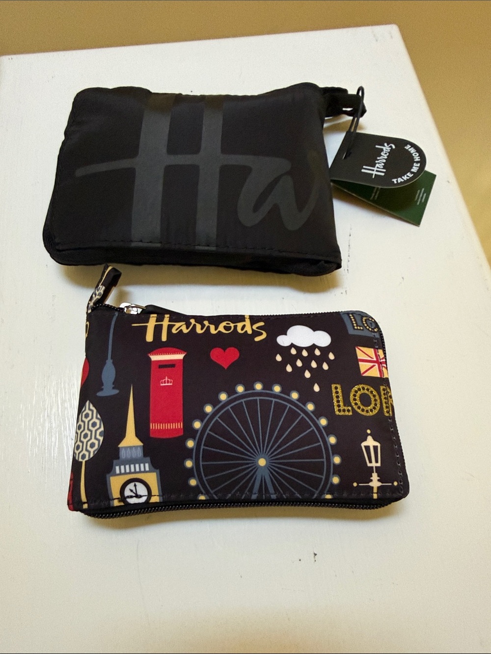 Harrods Black London Pocket Shoppers (2)